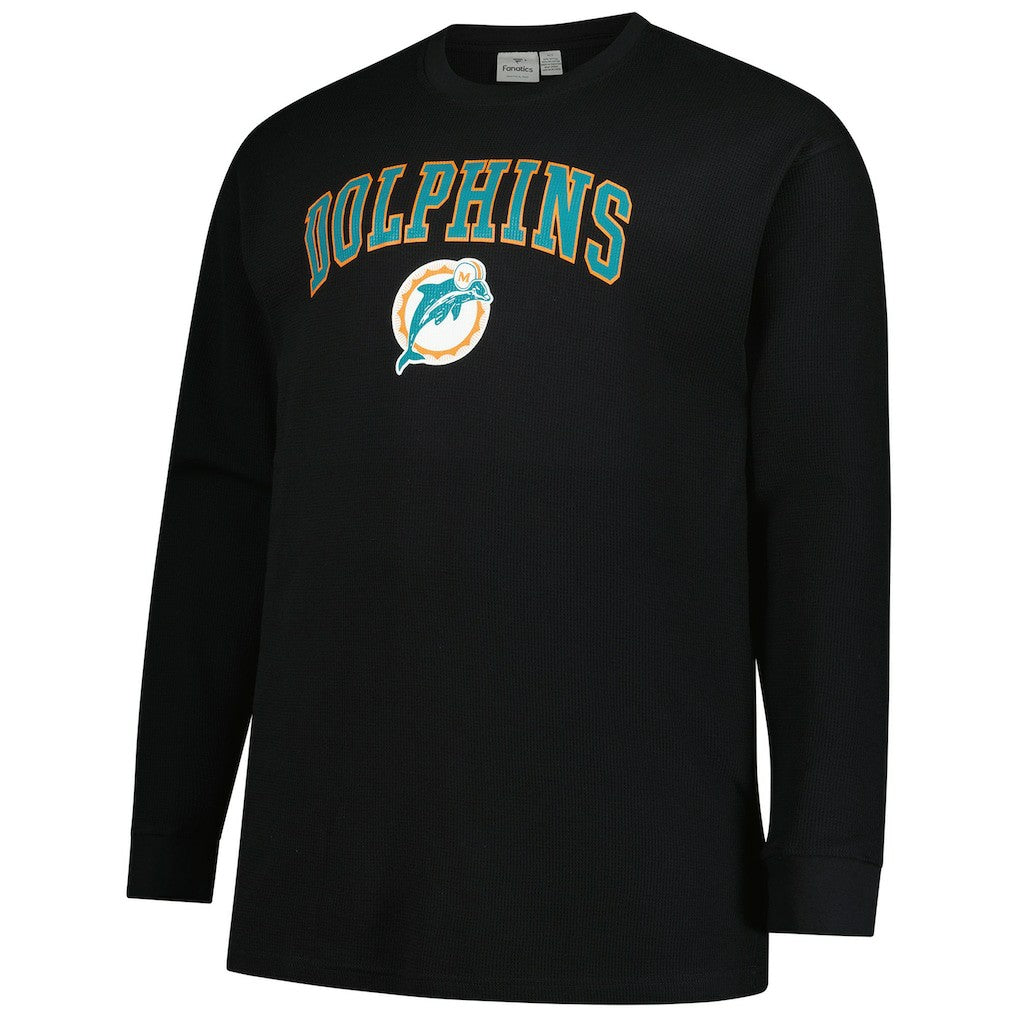 Miami Dolphins Big & Tall Throwback Thermal Long Sleeve T-Shirt - Black - Fanatics