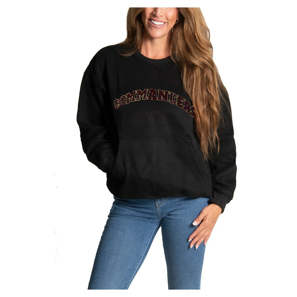 Washington Commanders Cuce Women's Chenille Jeweled Sweatshirt - Black - NFL