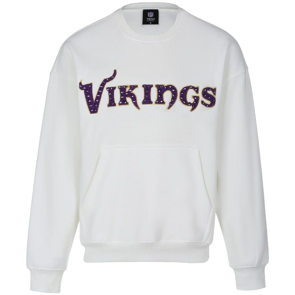 Minnesota Vikings Cuce Women's Chenille Jeweled Sweatshirt - White - NFL