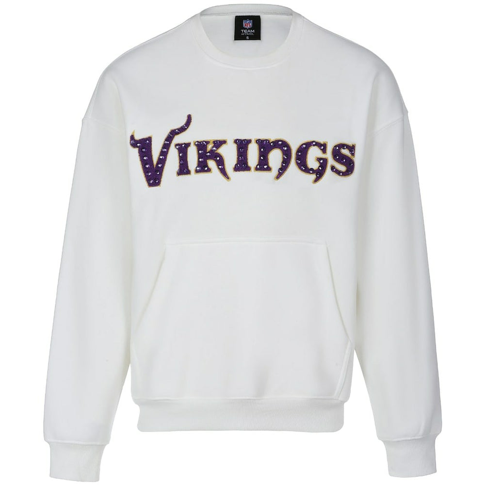 Minnesota Vikings Cuce Women's Chenille Jeweled Sweatshirt - White - NFL