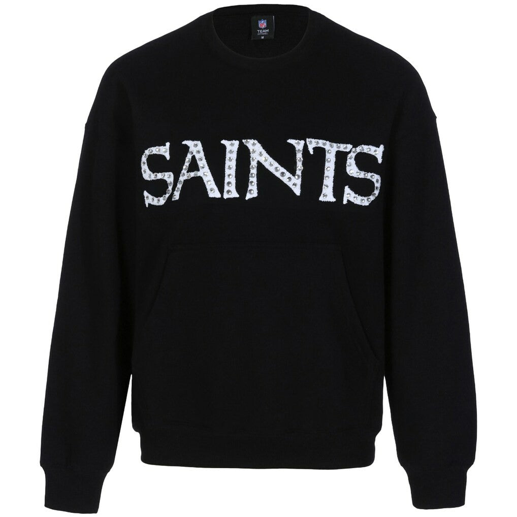 New Orleans Saints Cuce Women's Chenille Jeweled Sweatshirt - Black - NFL