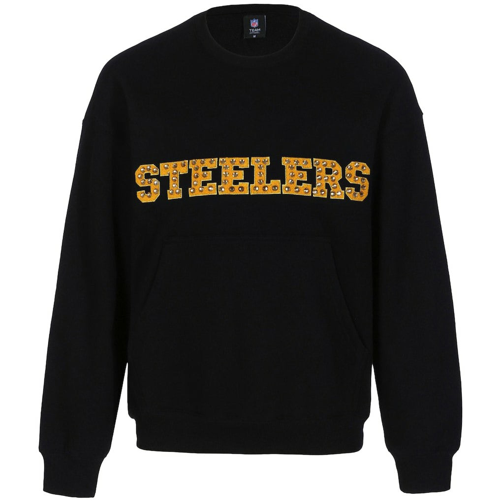 Pittsburgh Steelers Cuce Women's Chenille Jeweled Sweatshirt - Black - NFL