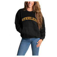 Pittsburgh Steelers Cuce Women's Chenille Jeweled Sweatshirt - Black - NFL