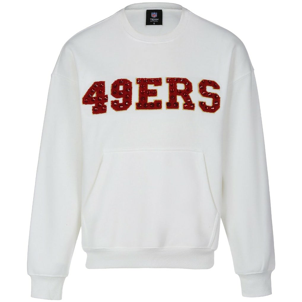 San Francisco 49ers Cuce Women's Chenille Jeweled Sweatshirt - White - NFL