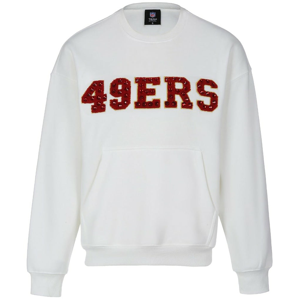San Francisco 49ers Cuce Women's Chenille Jeweled Sweatshirt - White - NFL