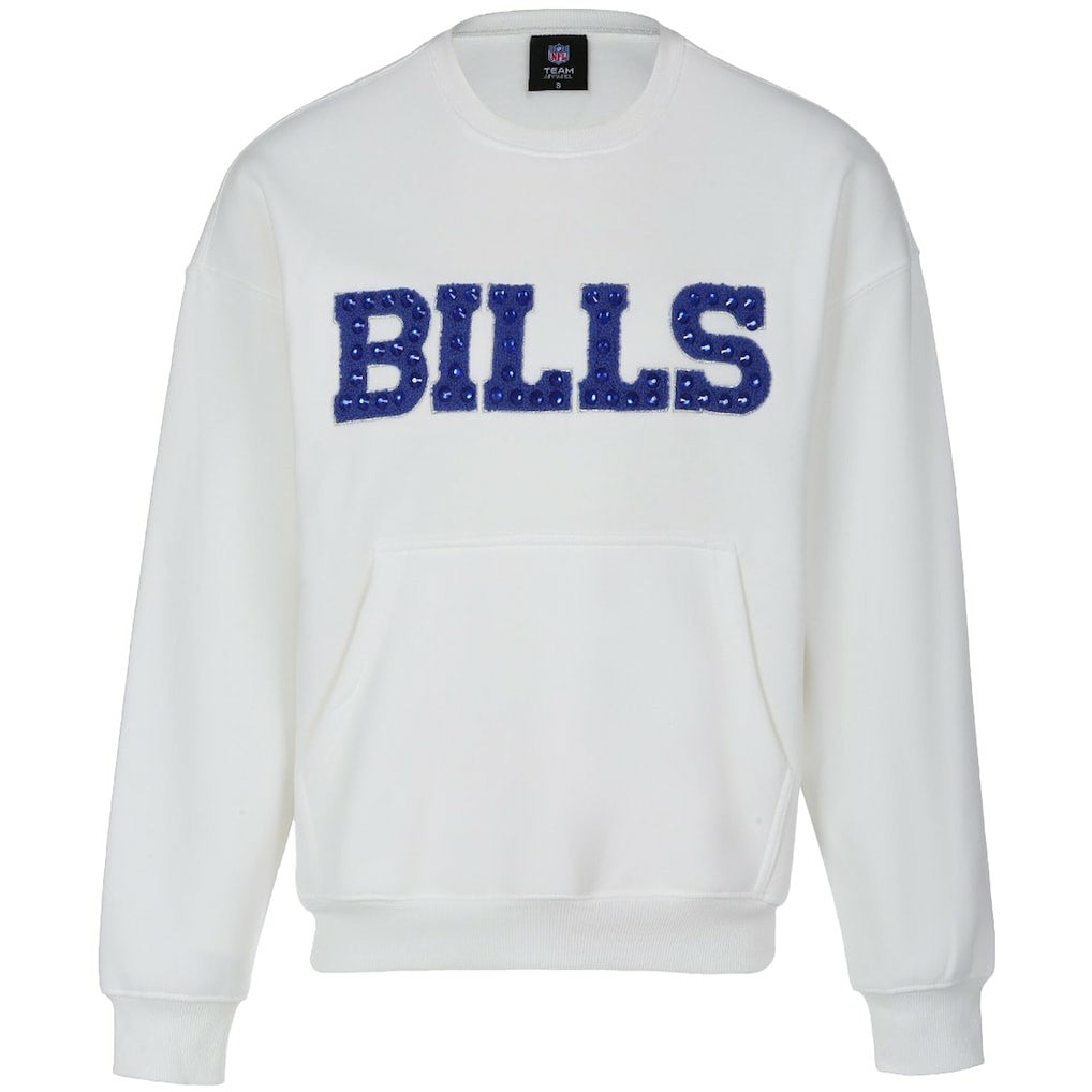 Buffalo Bills Cuce Women's Chenille Jeweled Sweatshirt - White - NFL