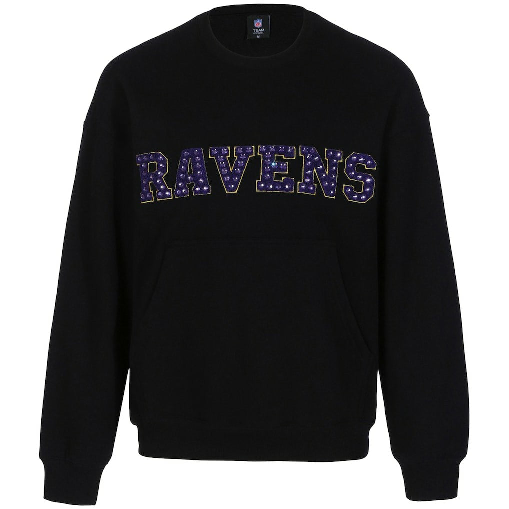 Baltimore Ravens Cuce Women's Chenille Jeweled Sweatshirt - Black - NFL