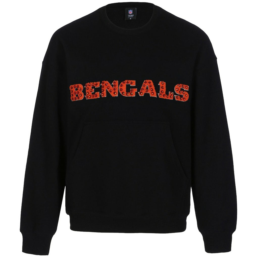 Cincinnati Bengals Cuce Women's Chenille Jeweled Sweatshirt - Black - NFL