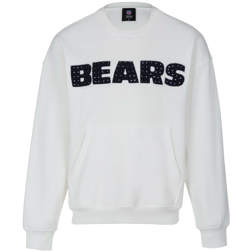 Chicago Bears Cuce Women's Chenille Jeweled Sweatshirt - White - NFL