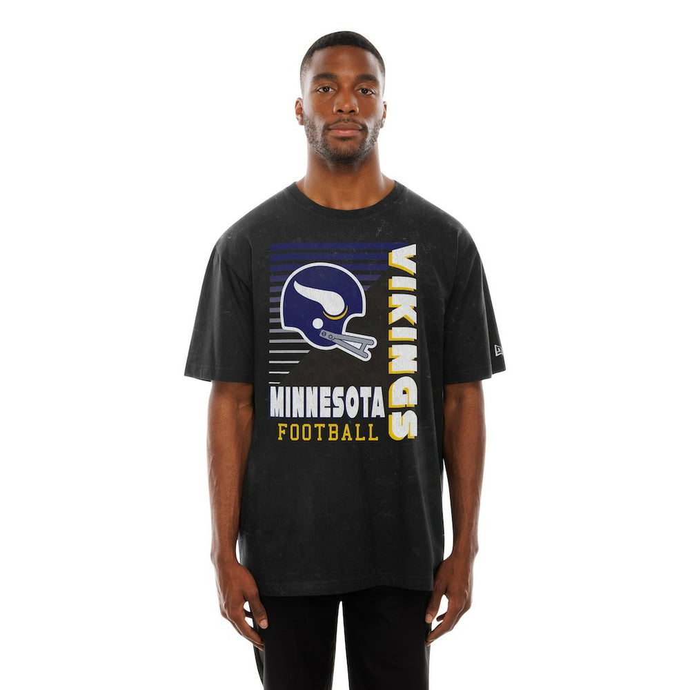 Minnesota Vikings New Era Retro Logo Enzyme Washed Oversized T-Shirt - Black - NFL