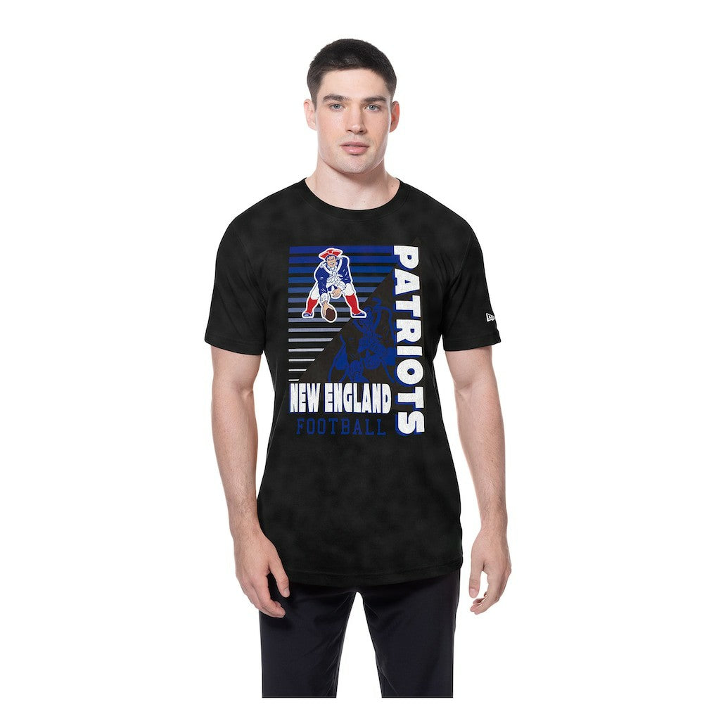 New England Patriots New Era Retro Logo Enzyme Washed Oversized T-Shirt - Black - NFL