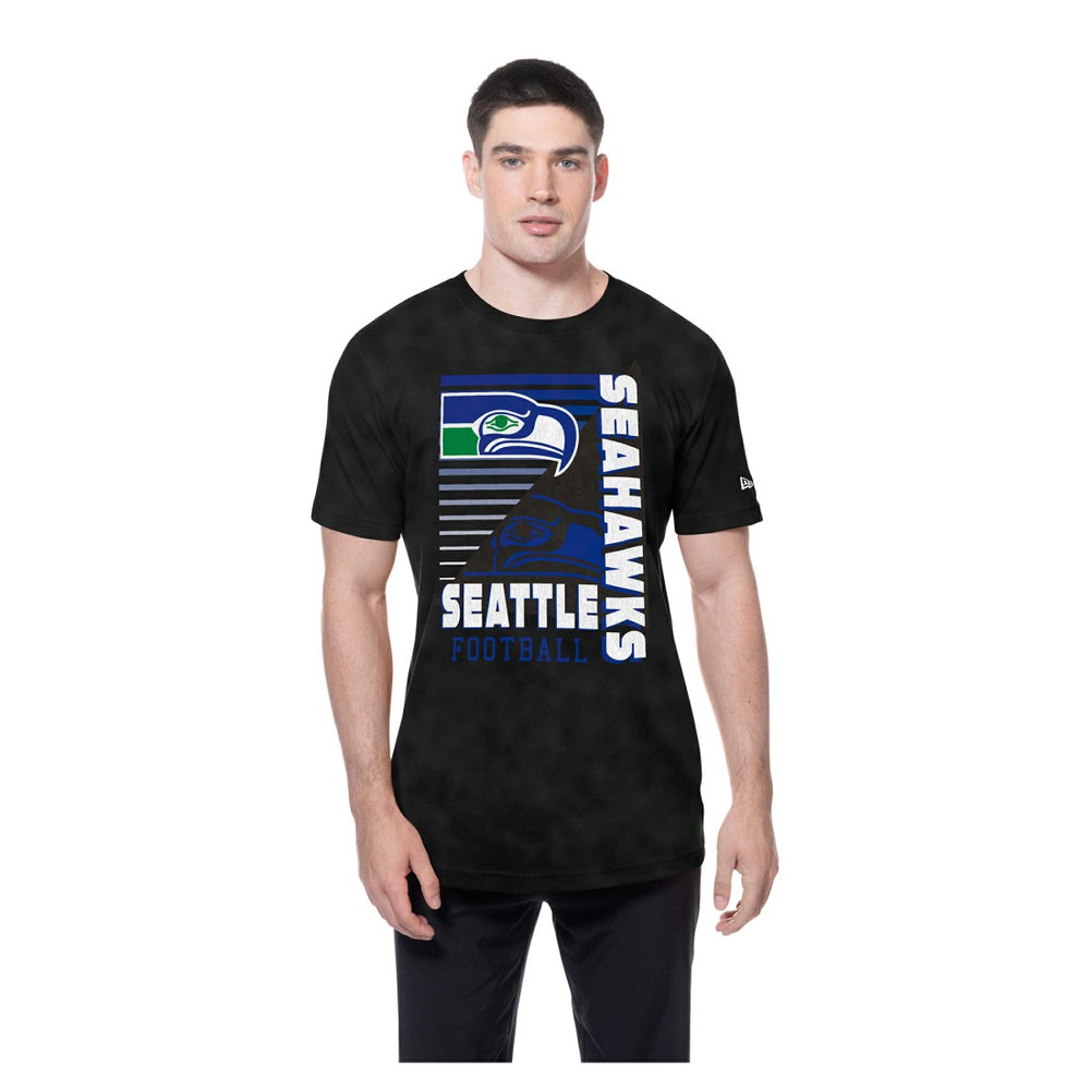 Seattle Seahawks New Era Retro Logo Enzyme Washed Oversized T-Shirt - Black - NFL