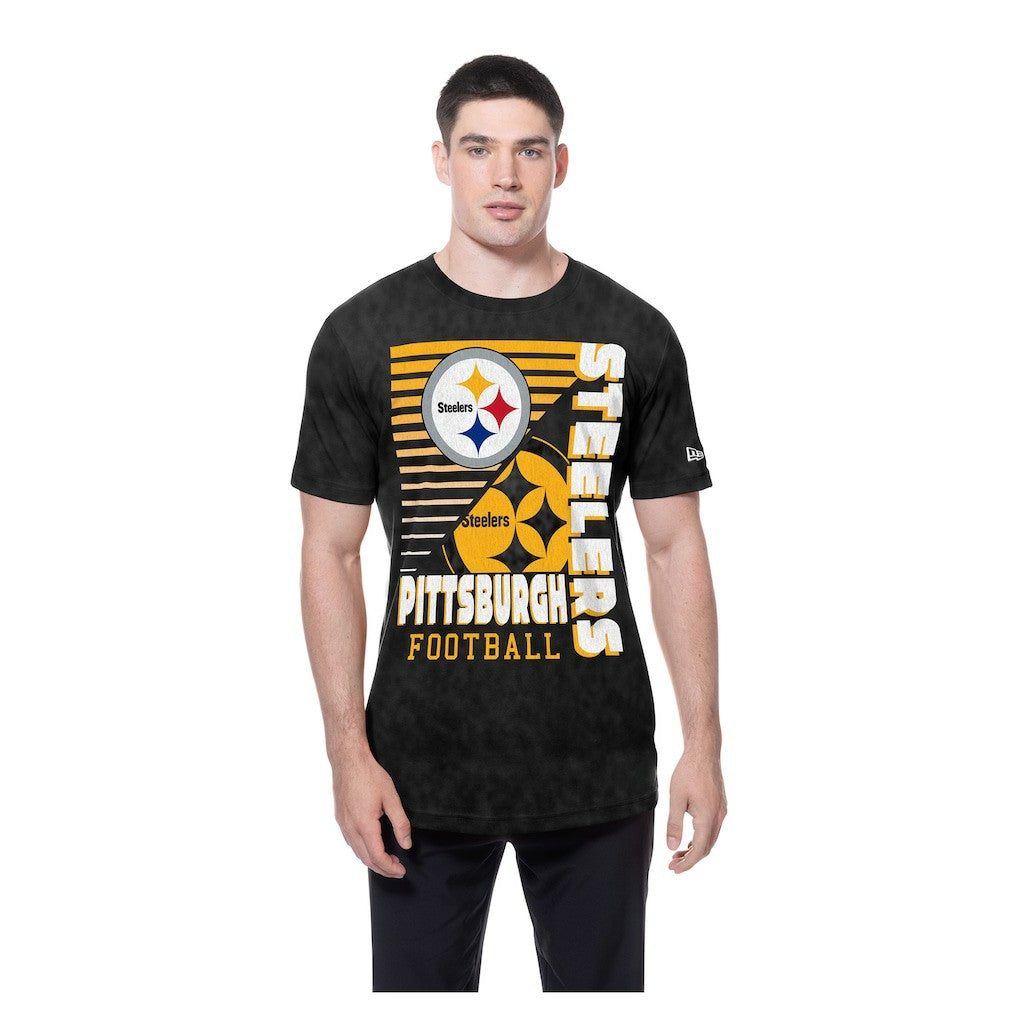 Pittsburgh Steelers New Era Enzyme Washed Oversized T-Shirt - Black - NFL