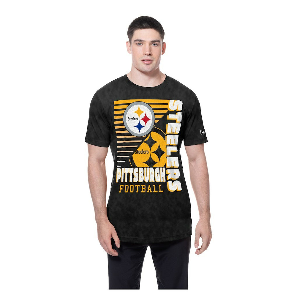 Pittsburgh Steelers New Era Enzyme Washed Oversized T-Shirt - Black - NFL