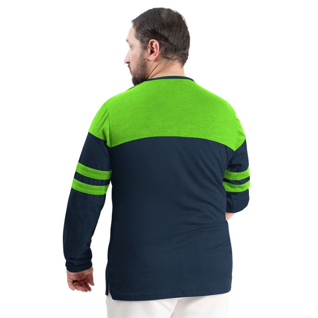 Seattle Seahawks G-III Sports by Carl Banks Adaptive Outlast Long Sleeve T-Shirt - College Navy/Neon Green - NFL