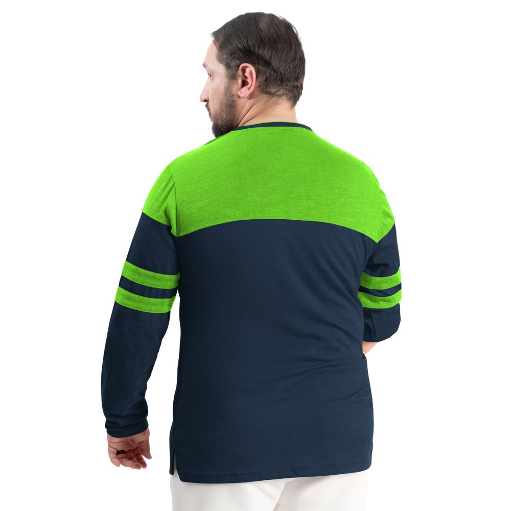 Seattle Seahawks G-III Sports by Carl Banks Adaptive Outlast Long Sleeve T-Shirt - College Navy/Neon Green - NFL