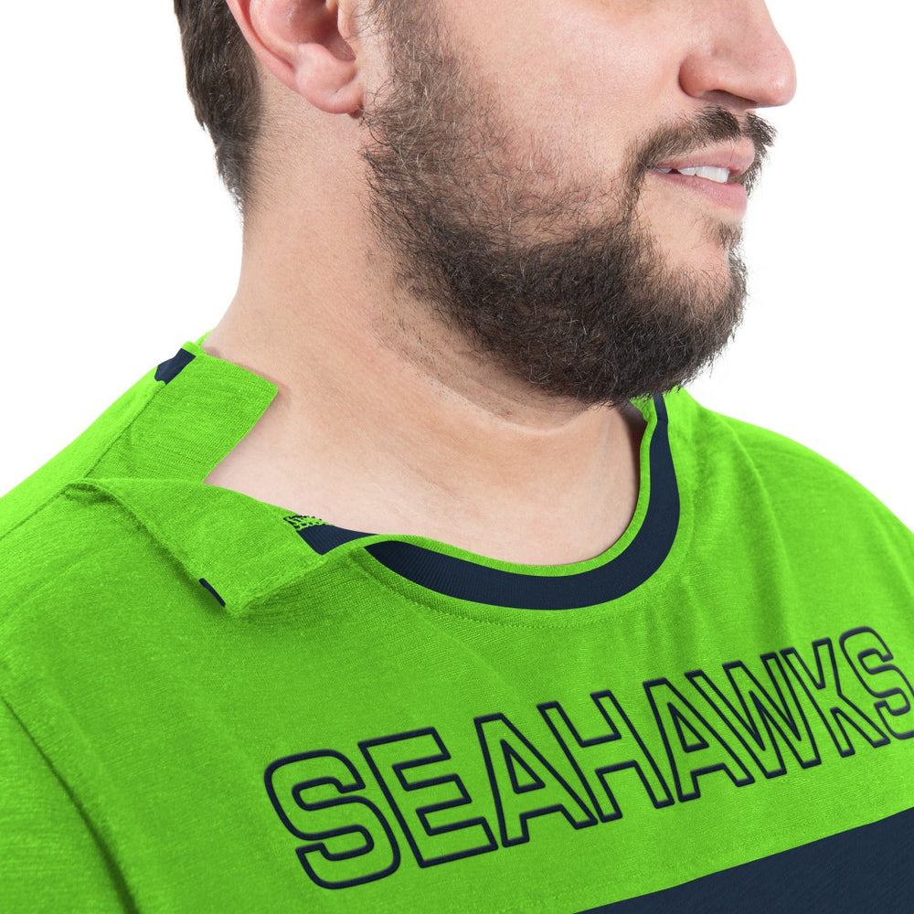 Seattle Seahawks G-III Sports by Carl Banks Adaptive Outlast Long Sleeve T-Shirt - College Navy/Neon Green - NFL