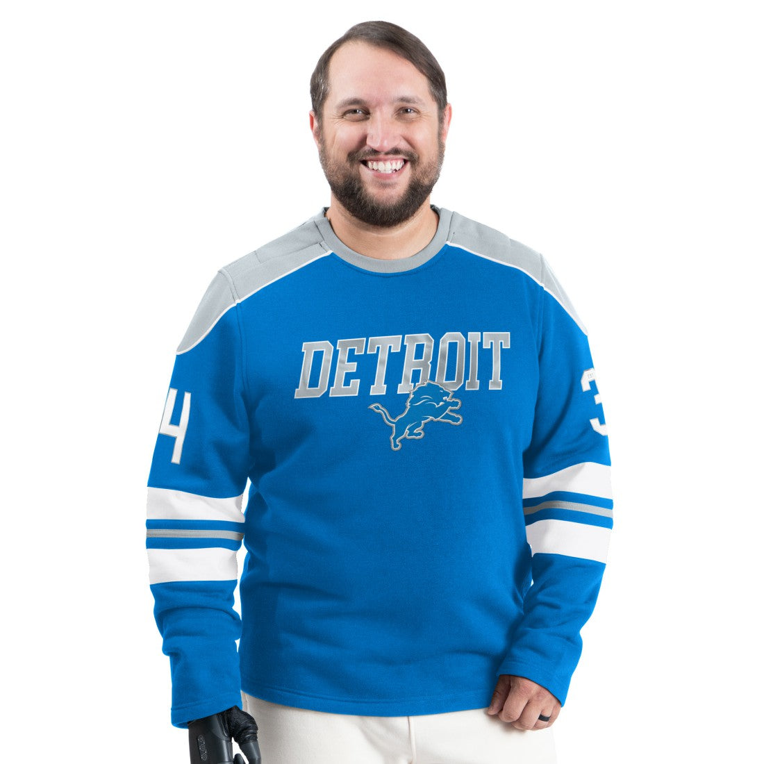 Detroit Lions G-III Sports by Carl Banks Adaptive Lord Stanley Crewneck Sweatshirt - Blue - NFL