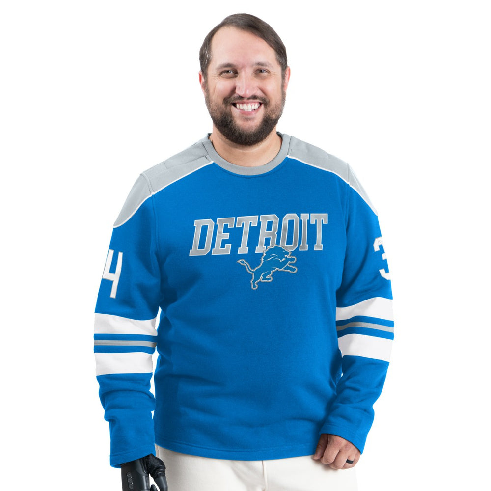 Detroit Lions G-III Sports by Carl Banks Adaptive Lord Stanley Crewneck Sweatshirt - Blue - NFL