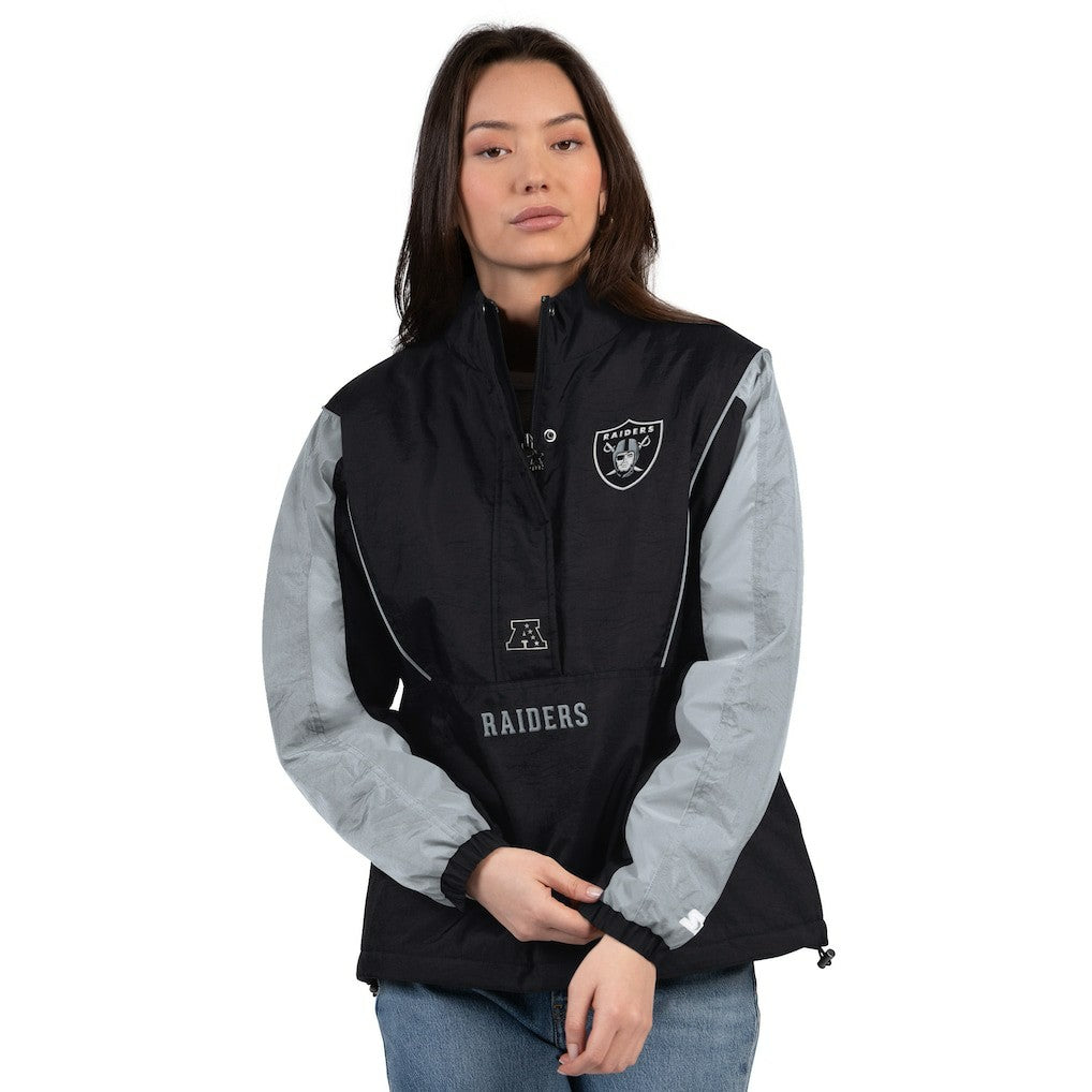 Las Vegas Raiders Starter Women's Thursday Night Gridiron Half-Zip Jacket - Black/Silver - NFL