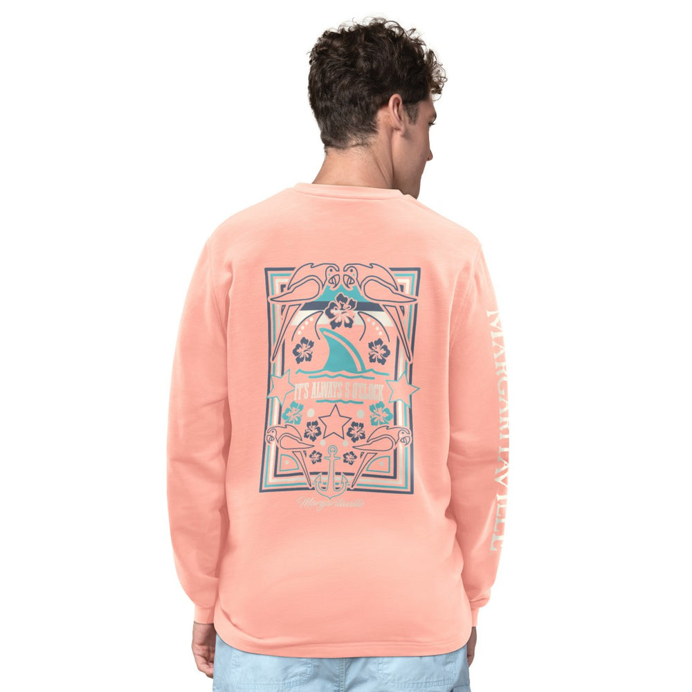 Tampa Bay Buccaneers Margaritaville Five O'Clock Henley Long Sleeve T-Shirt - Coral - NFL