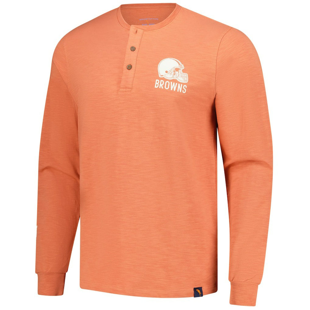 Cleveland Browns Margaritaville Five O'Clock Henley Long Sleeve T-Shirt - Coral - NFL