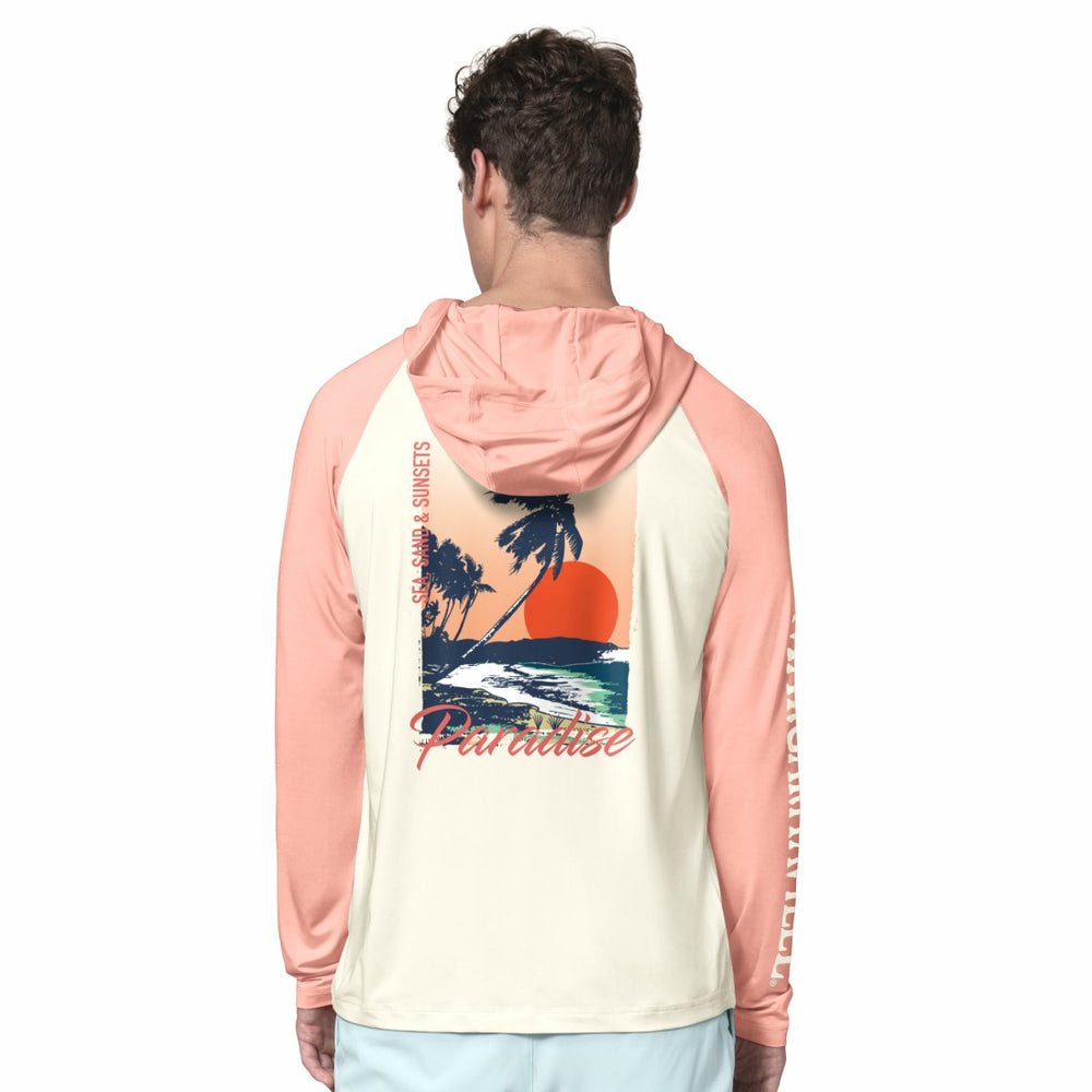 Tampa Bay Buccaneers Margaritaville Sand, Sea, Sunsets Long-Sleeve Rashguard Hoodie Pullover -Cream/Amber - NFL