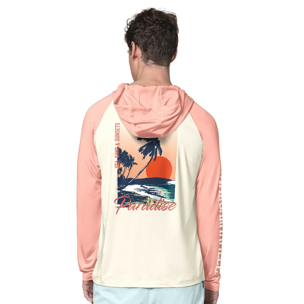 Kansas City Chiefs Margaritaville Sand, Sea, Sunsets Long-Sleeve Rashguard Hoodie Pullover -Cream/Amber - NFL