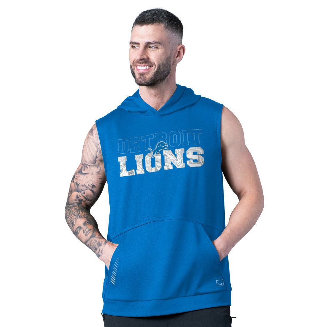 Detroit Lions MSX by Michael Strahan Tri-Blend Rebound Sleeveless Hoodie - Blue - NFL