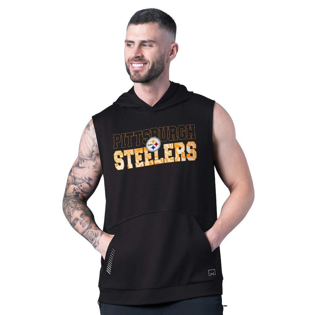 Pittsburgh Steelers MSX by Michael Strahan Tri-Blend Rebound Sleeveless Hoodie - Black - NFL