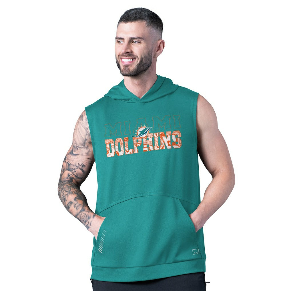 Miami Dolphins MSX by Michael Strahan Tri-Blend Rebound Sleeveless Hoodie - Aqua - NFL