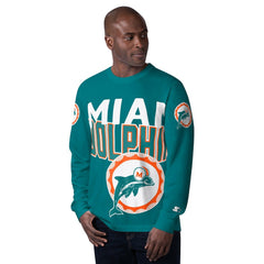 Miami Dolphins Starter Extreme Clutch Hit Vintage Logo Long Sleeve T-Shirt - Aqua - NFL