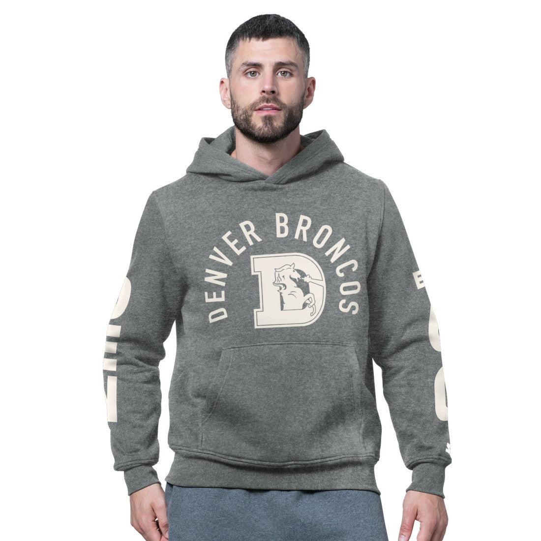 Denver Broncos Starter Handoff Vintage Logo Fleece Hoodie Sweatshirt - Charcoal - NFL