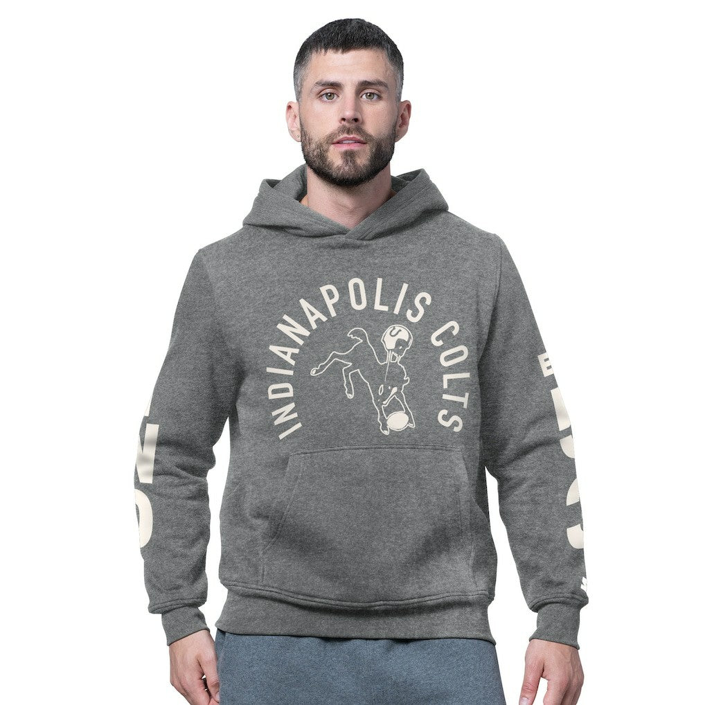 Indianapolis Colts Starter Handoff Vintage Logo Fleece Hoodie Sweatshirt - Charcoal - NFL