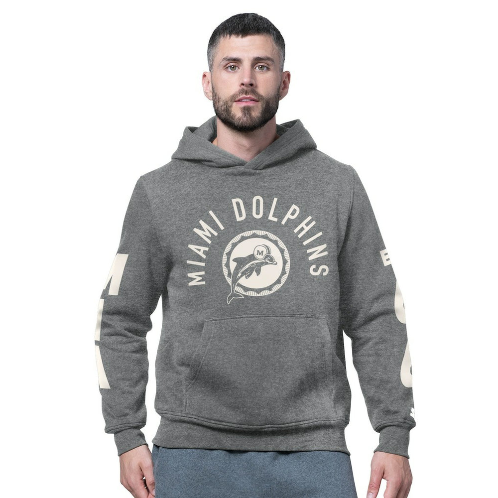Miami Dolphins Starter Handoff Vintage Logo Fleece Hoodie Sweatshirt - Charcoal - NFL