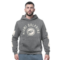 Miami Dolphins Starter Handoff Vintage Logo Fleece Hoodie Sweatshirt - Charcoal - NFL