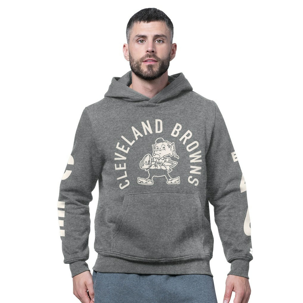 Cleveland Browns Starter Handoff Vintage Logo Fleece Hoodie Sweatshirt - Charcoal - NFL