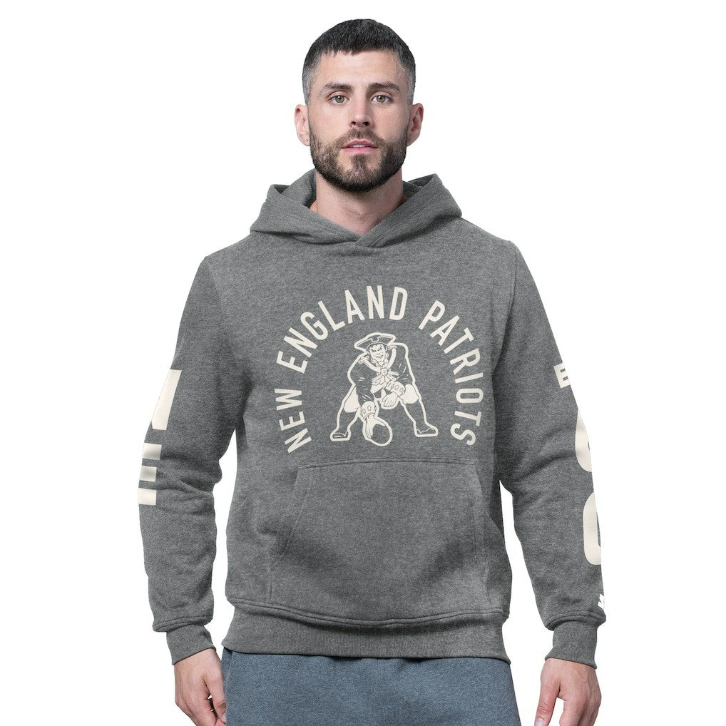 New England Patriots Starter Handoff Vintage Logo Fleece Hoodie Sweatshirt - Charcoal - NFL