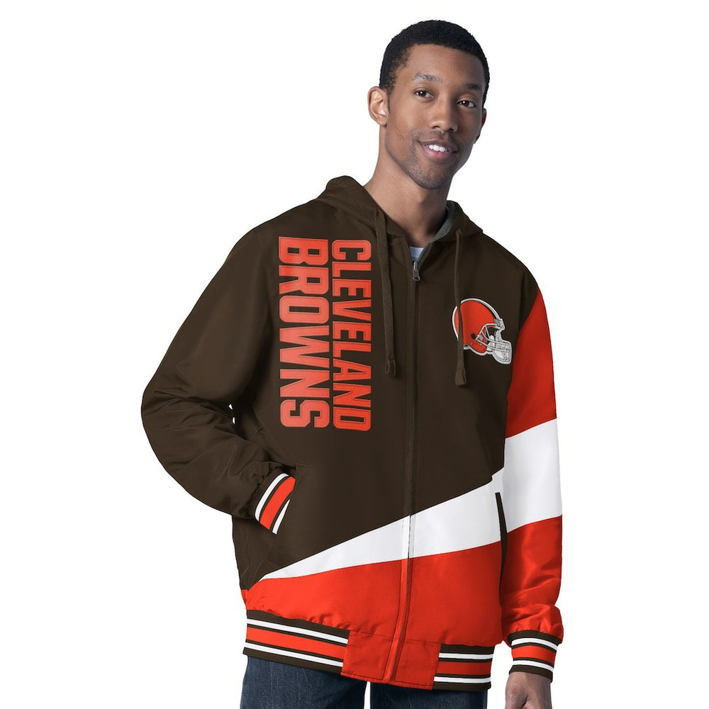 Cleveland Browns G-III Sports by Carl Banks Dual Threat Reversable Full-Zip Hooded Jacket - Brown/Charcoal - NFL
