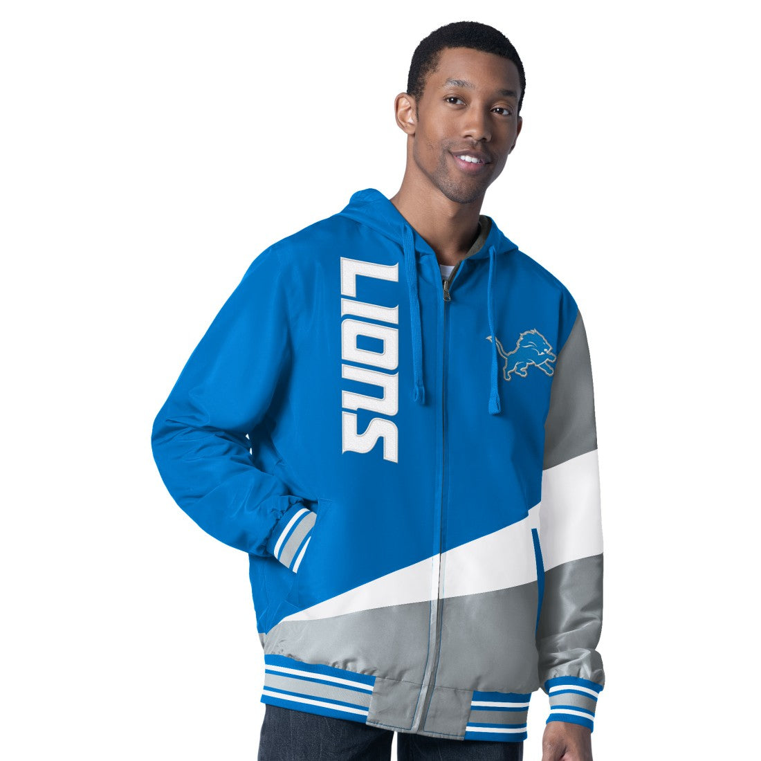 Detroit Lions G-III Sports by Carl Banks Dual Threat Reversable Full-Zip Hooded Jacket - Blue/Charcoal - NFL