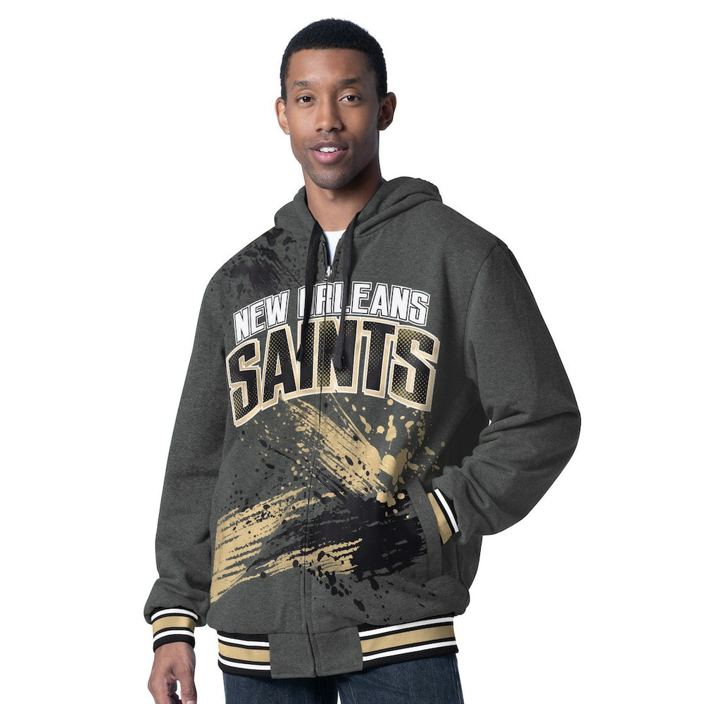 New Orleans Saints G-III Sports by Carl Banks Dual Threat Reversable Full-Zip Hooded Jacket - Black/Charcoal - NFL
