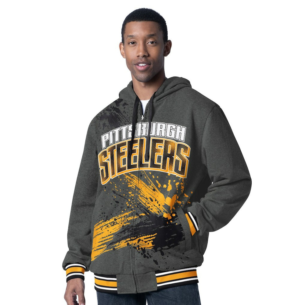 Pittsburgh Steelers G-III Sports by Carl Banks Dual Threat Reversable Full-Zip Hooded Jacket - Black/Charcoal - NFL