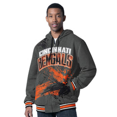 Cincinnati Bengals G-III Sports by Carl Banks Dual Threat Reversable Full-Zip Hooded Jacket - Black/Charcoal - NFL