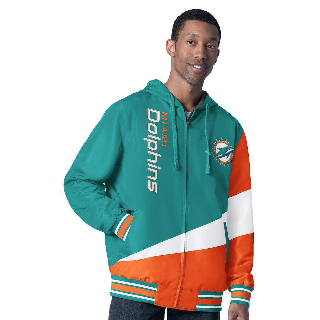 Miami Dolphins G-III Sports by Carl Banks Dual Threat Reversable Full-Zip Hooded Jacket - Aqua/Charcoal - NFL