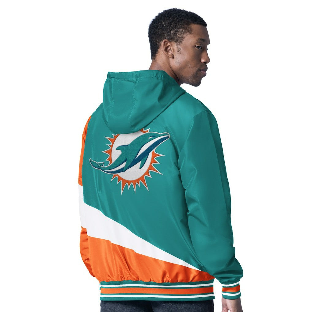 Miami Dolphins G-III Sports by Carl Banks Dual Threat Reversable Full-Zip Hooded Jacket - Aqua/Charcoal - NFL