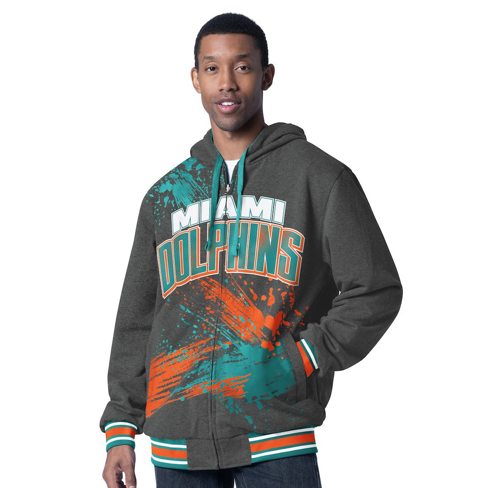 Miami Dolphins G-III Sports by Carl Banks Dual Threat Reversable Full-Zip Hooded Jacket - Aqua/Charcoal - NFL