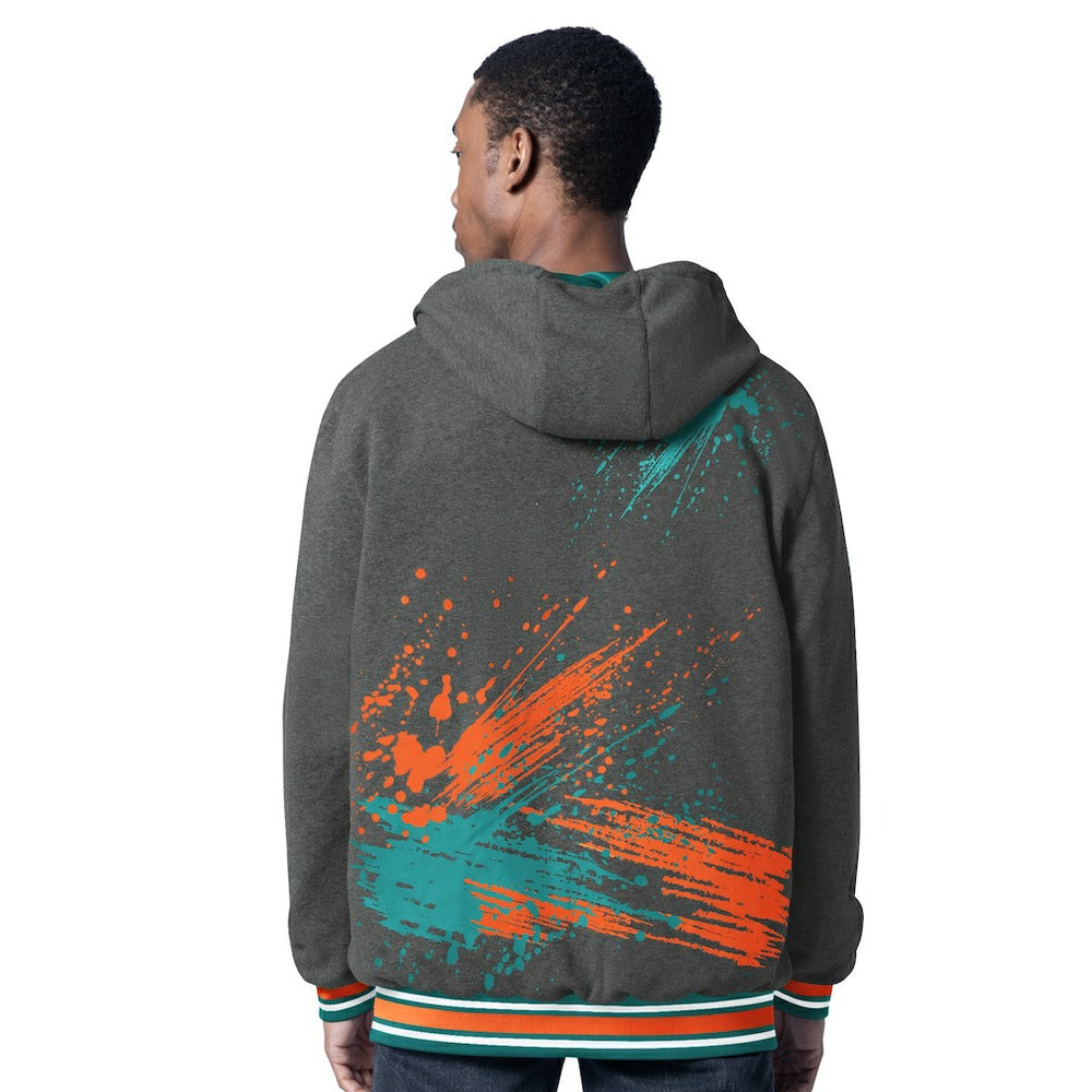Miami Dolphins G-III Sports by Carl Banks Dual Threat Reversable Full-Zip Hooded Jacket - Aqua/Charcoal - NFL