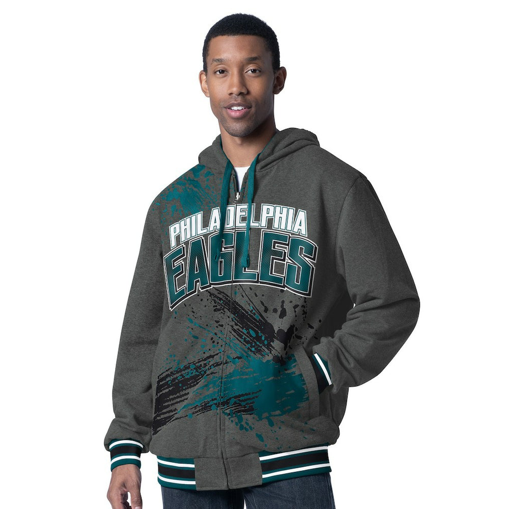 Philadelphia Eagles G-III Sports by Carl Banks Dual Threat Reversable Full-Zip Hooded Jacket - Midnight Green/Charcoal - NFL