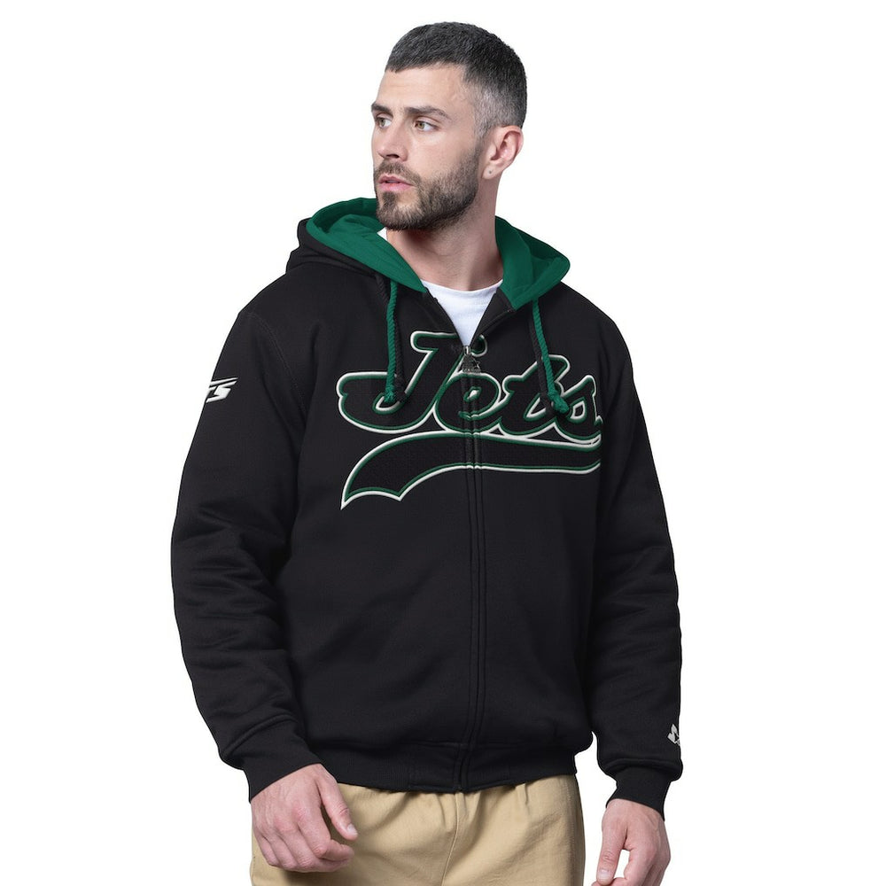 New York Jets Starter Big Shot Full-Zip Double Hoodie - Black - NFL