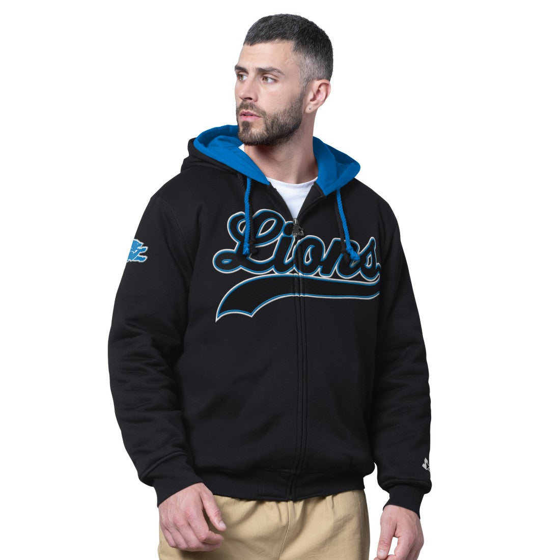 Detroit Lions Starter Big Shot Full-Zip Double Hoodie - Black - NFL